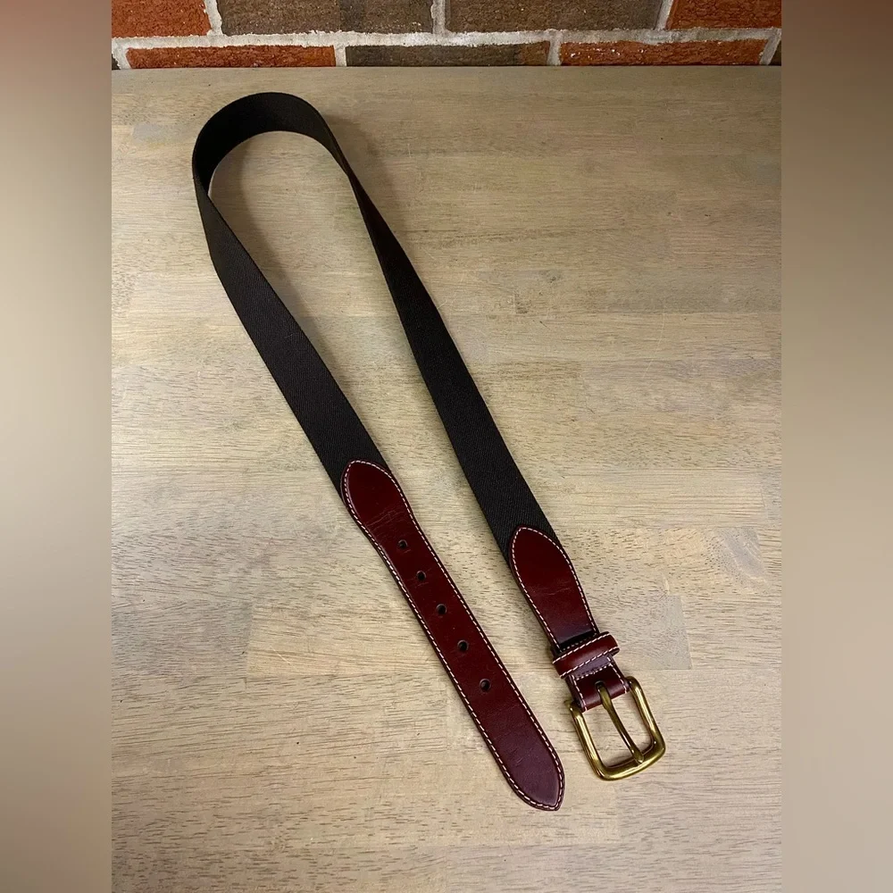 LL Bean Comfort Waist Belt‎ Men Black & Maroon Size 42
